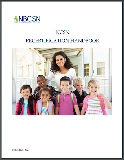 Recertification handbook image - nurse with students